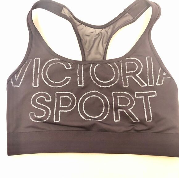 Victoria’s Secret Sports bra purple mauve mesh large logo NWOT -S - Picture 2 of 9